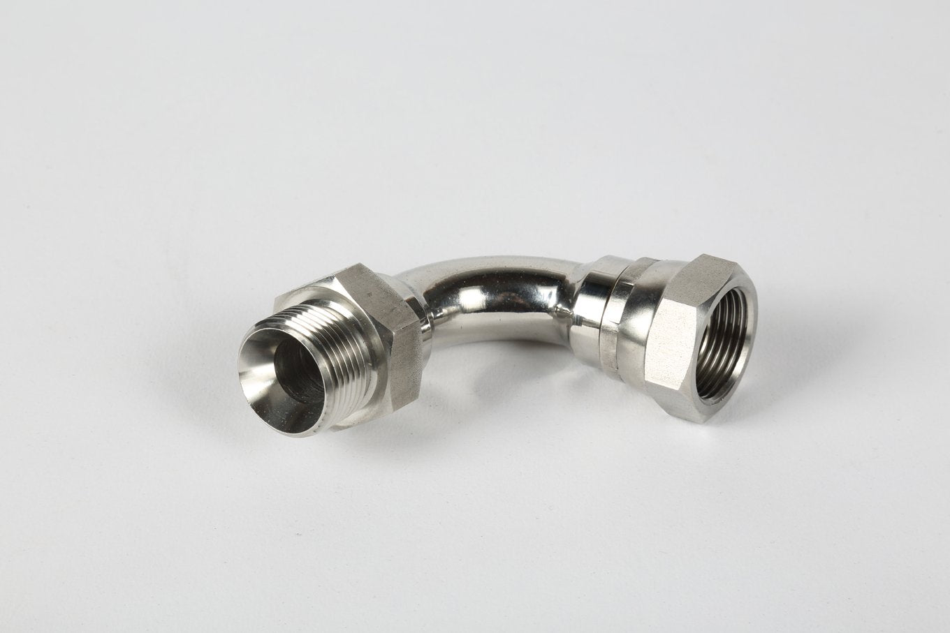 1. 1/4" BSPP CONE SEAT MALE x SWIVEL FEMALE 90 DEGREE ELBOW (WELDED)-ESSN-200-20 - Custom Fittings