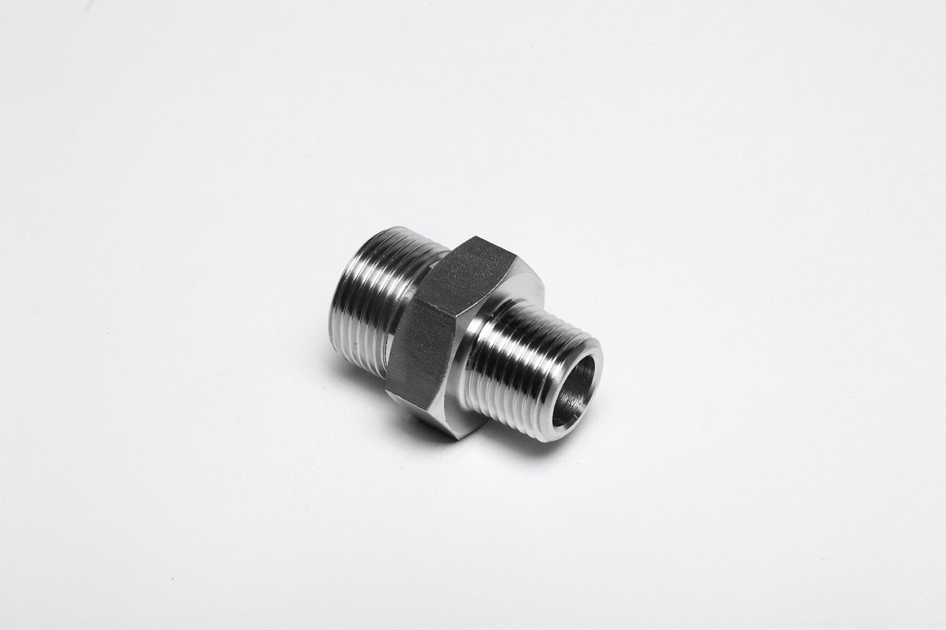 1" BSPP CONE SEAT x 3/4" NPT MALE / MALE ADAPTOR-ACT-2NT-16-12 - Custom Fittings