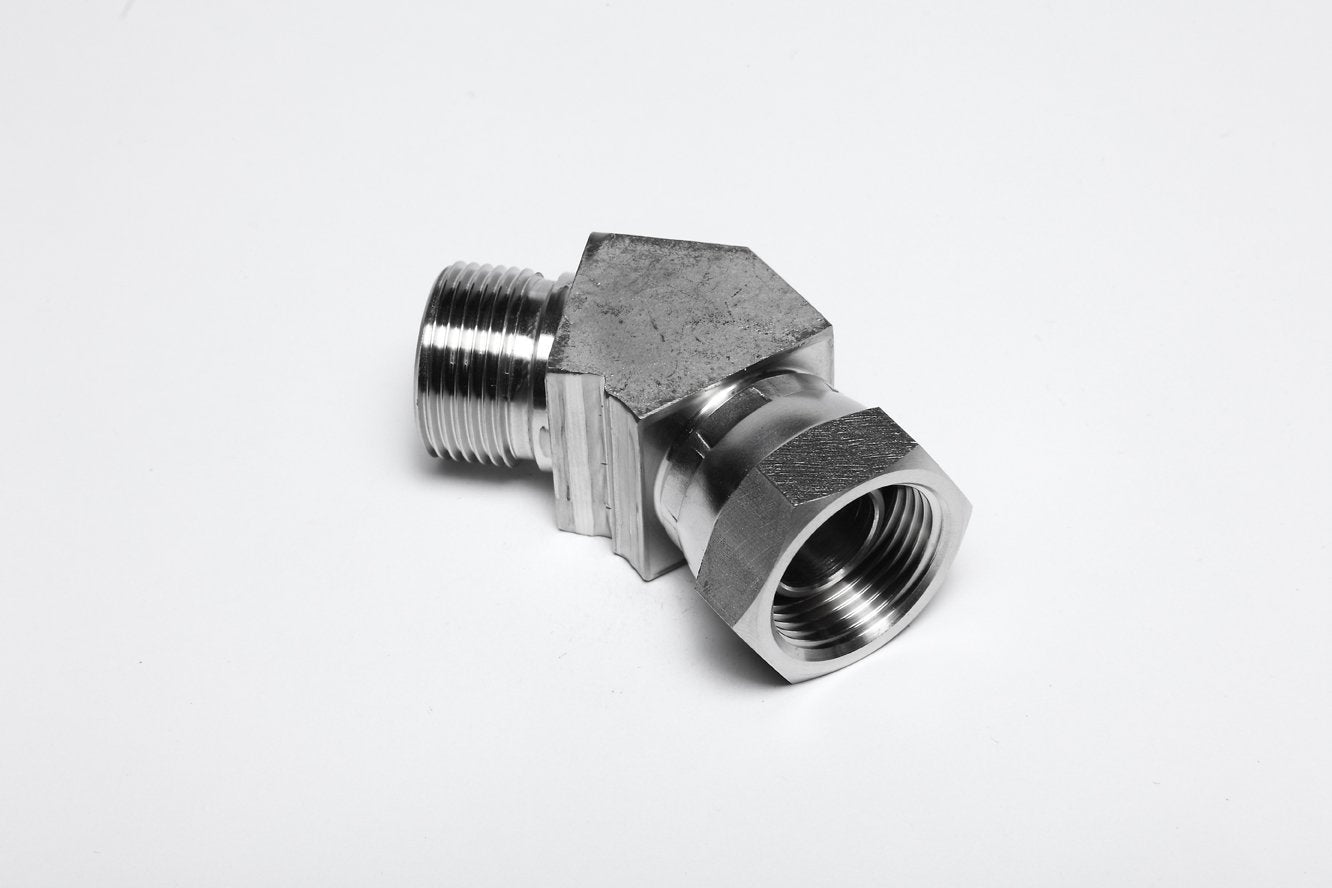 1/2" BSPP CONE SEAT MALE x SWIVEL FEMALE 45° ELBOW-EBSNF-200-08 - Custom Fittings