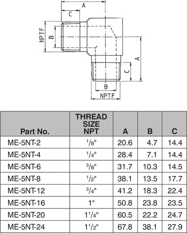 1/2" NPT MALE / MALE 90° ELBOW-ME-5NT-08 - Custom Fittings