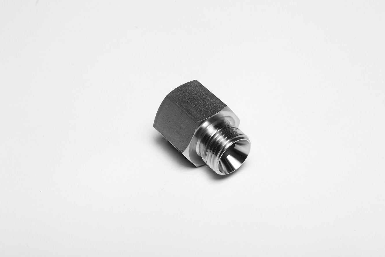 3/8" BSPP CONE SEAT MALE x 1/4" BSPP FIXED FEMALE GAUGE HEX ADAPTOR-GAC-2BP-06-04 - Custom Fittings