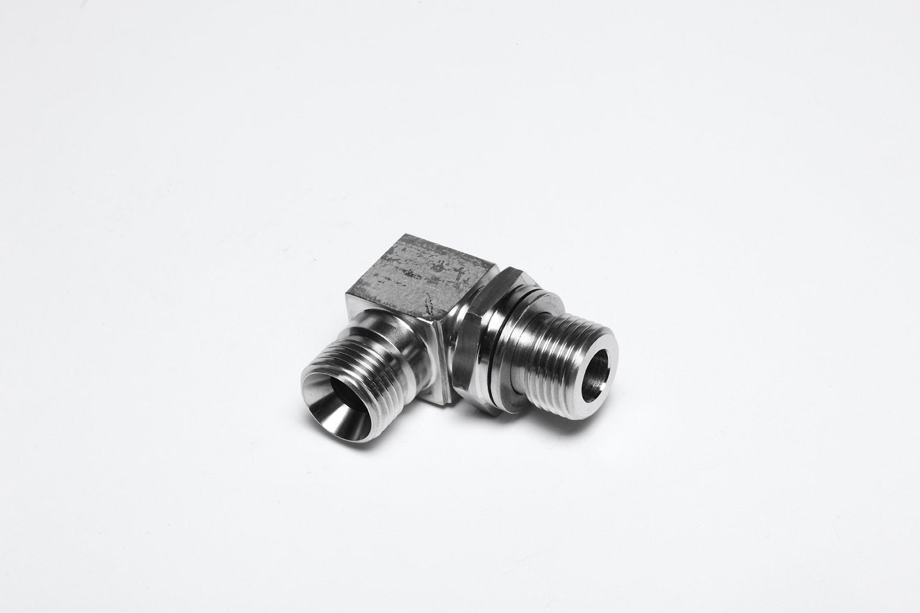 3/8" BSPP CONE SEAT MALE x 3/8" BSPP POSITIONAL MALE 90° ELBOW-EP-2BP-06 - Custom Fittings